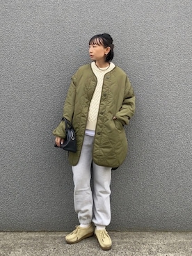 「アイテム（ノーカラージャケット）」を使った、SIZUさん（レディース・156cm）の秋コーディネート