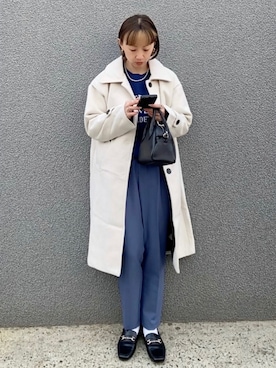 「reca（レカ）のアイテム（スラックス）」を使った、SIZUさん（レディース・156cm）の冬コーディネート