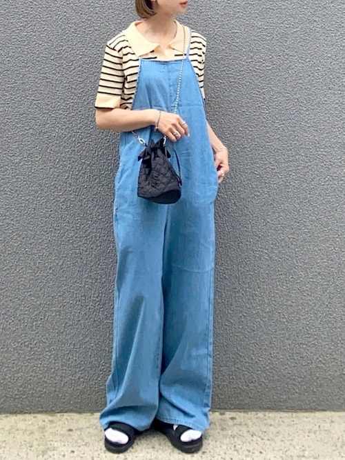 セール】ボーダーキーネック半袖サマーニット（ポロシャツ