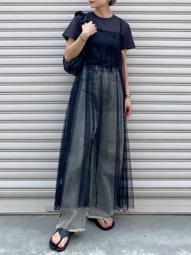 「大人カジュアルコーデ」｜「アイテム（ワンピース）」を使った、SIZUさん（レディース・156cm）の夏コーディネート