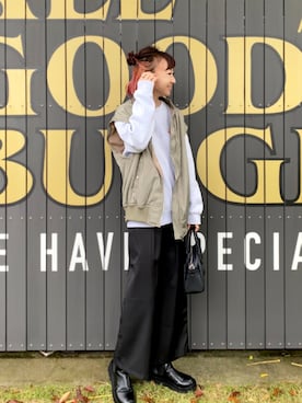 「ボストンバッグ」｜「アイテム（MA-1）」を使った、SIZUさん（レディース・156cm）の秋コーディネート