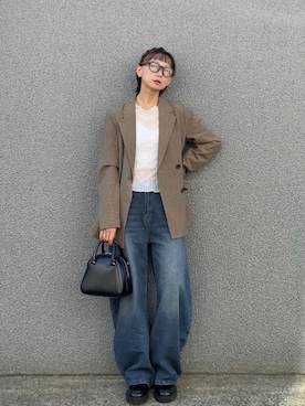 「アイテム（メガネ）」を使った、SIZUさん（レディース・156cm）の秋コーディネート