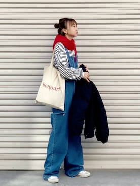 「GRL（グレイル）のアイテム（オールインワン・サロペット）」を使った、SIZUさん（レディース・156cm）の冬コーディネート