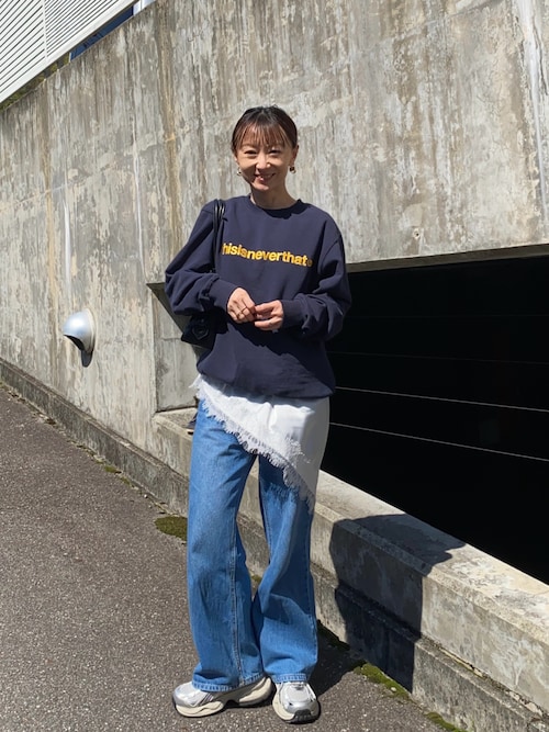 thisisneverthat ブラック スウェット 短丈 y2k ストリート T-Logo Crewneck（スウェット）｜thisisneverthat（ディスイズネバー