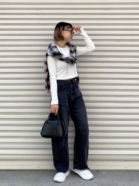 「アイテム（メガネ）」を使った、SIZUさん（レディース・156cm）の秋コーディネート
