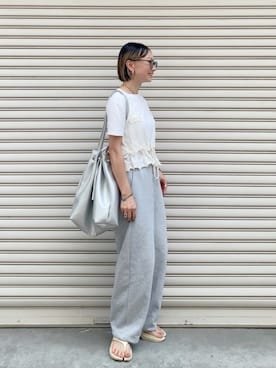 「アイテム（トートバッグ）」を使った、SIZUさん（レディース・156cm）の夏コーディネート