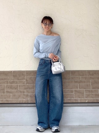 「Aunt Marie's（アントマリーズ）のリブドレープトップス（Tシャツ/カットソー）」を使った、SIZUさん（レディース・156cm）の春コーディネート