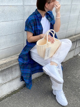 「FORK&SPOON（フォークアンドスプーン）のアイテム」を使った、SIZUさん（レディース・156cm）の夏コーディネート