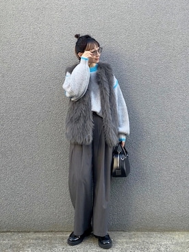 「アイテム（スラックス）」を使った、SIZUさん（レディース・156cm）の秋コーディネート