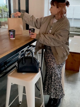 「ボストンバッグ」｜「アイテム（MA-1）」を使った、SIZUさん（レディース・156cm）の秋コーディネート