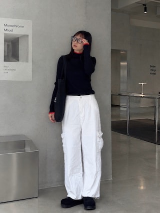 「Riberry（リベリー）のバイカラー配色リブニット（ニット/セーター）」を使った、SIZUさん（レディース・156cm）の秋コーディネート