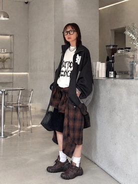 「Onitsuka Tiger（オニツカタイガー）のアイテム」を使った、SIZUさん（レディース・156cm）の秋コーディネート