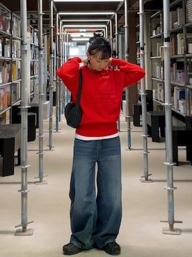 「アイテム（シュシュ）」を使った、SIZUさん（レディース・156cm）の冬コーディネート