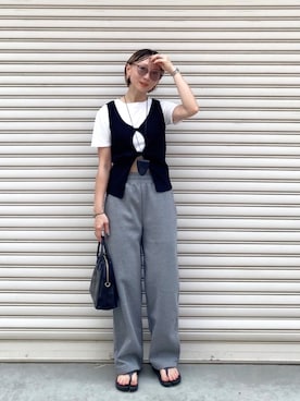 「アイテム（スウェットパンツ）」を使った、SIZUさん（レディース・156cm）の夏コーディネート