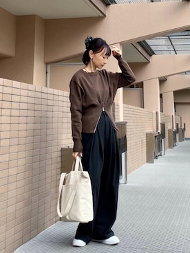 「アイテム（シュシュ）」を使った、SIZUさん（レディース・156cm）の秋コーディネート