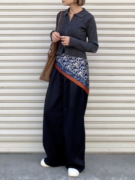 「秋のコーデ」｜「アイテム（財布/小物）」を使った、SIZUさん（レディース・156cm）の秋コーディネート
