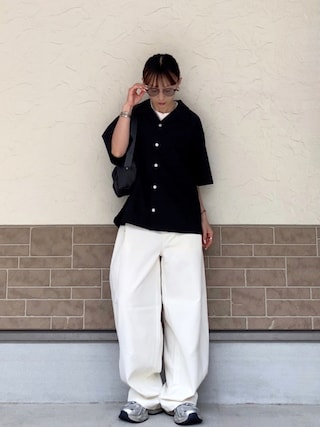 「Confirm(コンファーム)のShort-Length Open-Collar Shirt / ショート丈 オープンカラーシャツ(シャツ/ブラウス)」を使った、SIZUさん(レディース・156cm)の春コーディネート