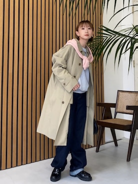 「UNIQLO（ユニクロ）のアイテム（ステンカラーコート）」を使った、SIZUさん（レディース・156cm）の冬コーディネート