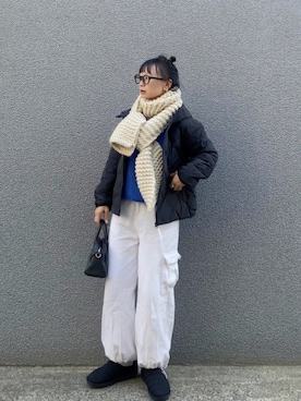 「アイテム（ボストンバッグ）」を使った、SIZUさん（レディース・156cm）の冬コーディネート