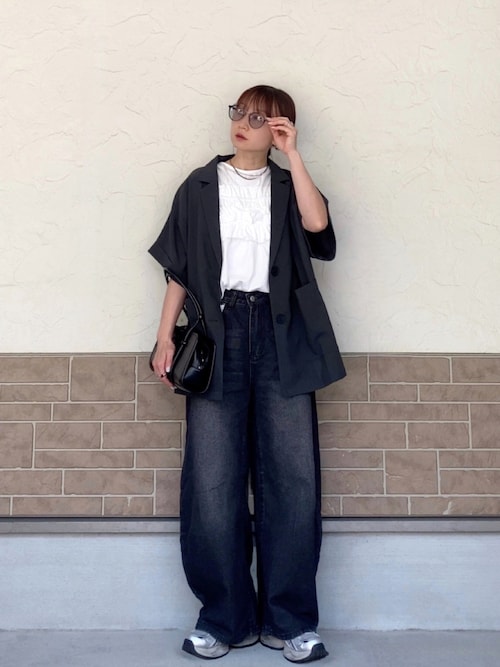 「forksy.（フォルクシー）の【forksy.】＜エブリデイシリーズ＞前後2way シャーリング カットフリル ショートスリーブTシャツ（Tシャツ/カットソー）」を使った、SIZUさん（レディース・156cm）の春コーディネート