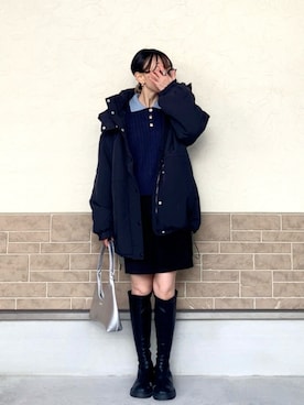 「AS KNOW AS plus（アズノゥアズプラス）のアイテム」を使った、SIZUさん（レディース・156cm）の冬コーディネート