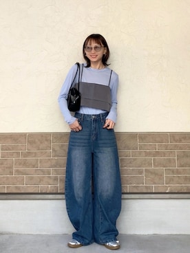 「hellam（へラム）のアイテム（トップス）」を使った、SIZUさん（レディース・156cm）の冬コーディネート