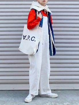 「CANAL JEAN（キャナルジーン）のアイテム（オールインワン・サロペット）」を使った、SIZUさん（レディース・156cm）の秋コーディネート