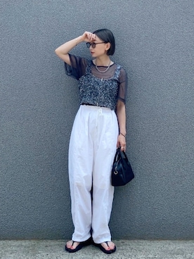 「FREAK'S STORE（フリークスストア）のアイテム（ボストンバッグ）」を使った、SIZUさん（レディース・156cm）の夏コーディネート