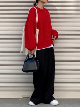 「アイテム（ネックレス）」を使った、SIZUさん（レディース・156cm）の秋コーディネート