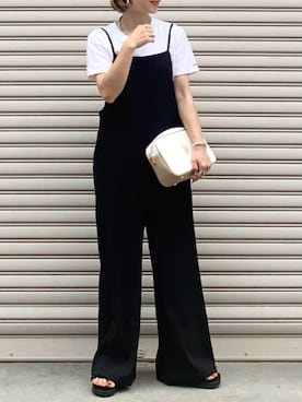 「みんなの白Tフェス」｜「アイテム（オールインワン・サロペット）」を使った、SIZUさん（レディース・156cm）の夏コーディネート