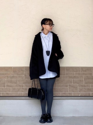 「tiptop（ティップトップ）の襟レイヤードマルチWAYシャツ（シャツ/ブラウス）」を使った、SIZUさん（レディース・156cm）の冬コーディネート