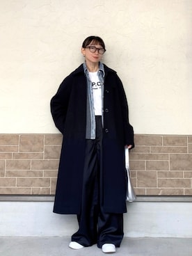 「アイテム（トレンチコート）」を使った、SIZUさん（レディース・156cm）の冬コーディネート