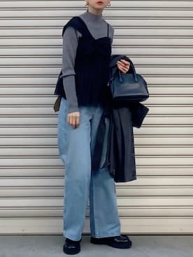 「JUNOAH（ジュノア）のアイテム（ジャケット/アウター）」を使った、SIZUさん（レディース・156cm）の冬コーディネート