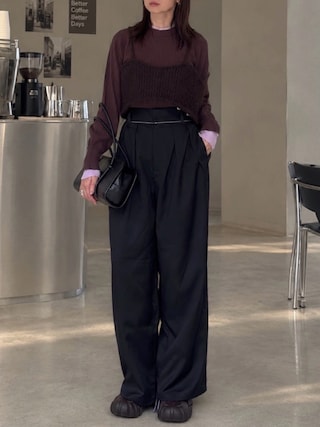 「AMERICAN HOLIC(アメリカンホリック)のニットビスチェ(ベスト)」を使った、SIZUさん(レディース・156cm)の秋コーディネート