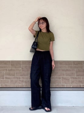 「PAES（ペイズ）の【Paes/フェーズ】FLIPFLOP タビ リカバリーサンダル（サンダル、ブラック系）」を使った、SIZUさん（レディース・156cm）の夏コーディネート