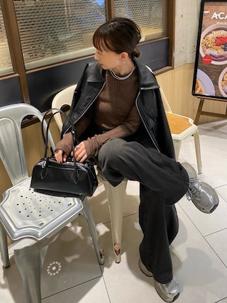 「select MOCA by son(セレクトモカバイソン)のセンターラインシアーニット(ニット/セーター)」を使った、SIZUさん(レディース・156cm)の春コーディネート