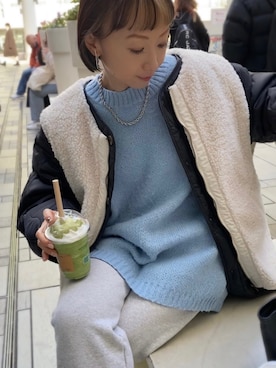 「GRL」｜「アイテム（スウェットパンツ）」を使った、SIZUさん（レディース・156cm）の冬コーディネート