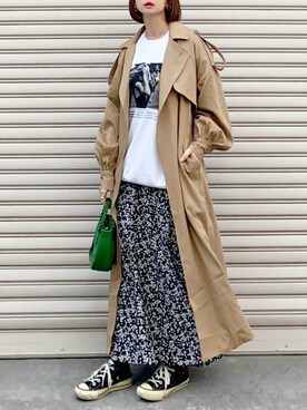 「ECRIRE（エクリール）のアイテム（トレンチコート）」を使った、SIZUさん（レディース・156cm）の冬コーディネート