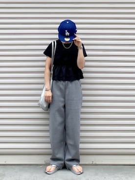 「アイテム（スウェットパンツ）」を使った、SIZUさん（レディース・156cm）の夏コーディネート