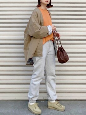 「NOMINE（ノミネ）のアイテム（ノーカラージャケット）」を使った、SIZUさん（レディース・156cm）の冬コーディネート