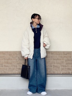 「tiptop（ティップトップ）のアイテム（ブルゾン）」を使った、SIZUさん（レディース・156cm）の冬コーディネート