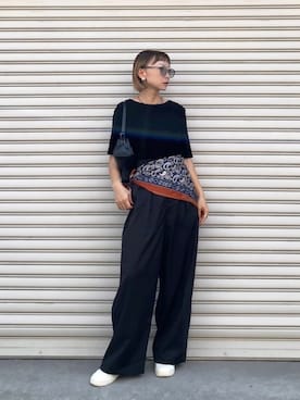 「アイテム（バンダナ/スカーフ）」を使った、SIZUさん（レディース・156cm）の夏コーディネート