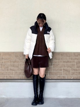 「FIRST DOWN（ファーストダウン）のアイテム（ダウンジャケット/コート）」を使った、SIZUさん（レディース・156cm）の冬コーディネート