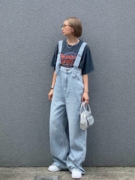 「GRL（グレイル）のアイテム（オールインワン・サロペット）」を使った、SIZUさん（レディース・156cm）の夏コーディネート