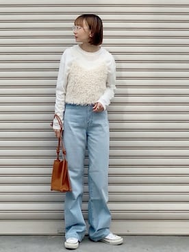 「アイテム（その他トップス、ホワイト系）」を使った、SIZUさん（レディース・156cm）の冬コーディネート