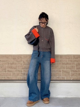 「アイテム（メガネ）」を使った、SIZUさん（レディース・156cm）の冬コーディネート
