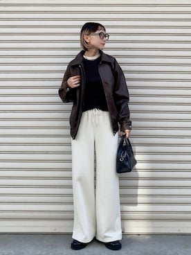 「アイテム（メガネ）」を使った、SIZUさん（レディース・156cm）の秋コーディネート