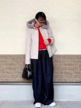 「HANNE（アン）のアイテム」を使った、SIZUさん（レディース・156cm）の冬コーディネート