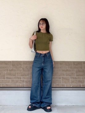 「feepur（フェピュール）の【UVカット】カラーレンズサングラス（サングラス、ブラック系）」を使った、SIZUさん（レディース・156cm）の夏コーディネート