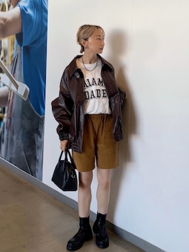 「FREAK'S STORE（フリークスストア）のアイテム（ボストンバッグ）」を使った、SIZUさん（レディース・156cm）の秋コーディネート